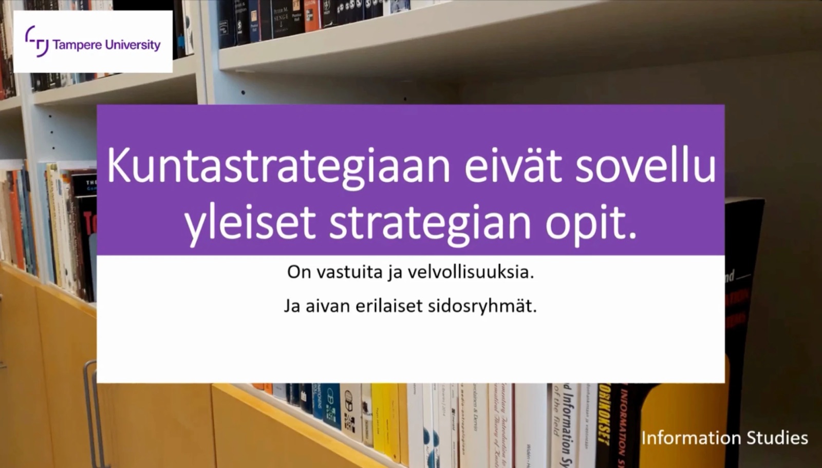Kuntastrategiaan eivät sovellu yleiset strategian opit, J. Tuomas Harviaisen webinaarin dia