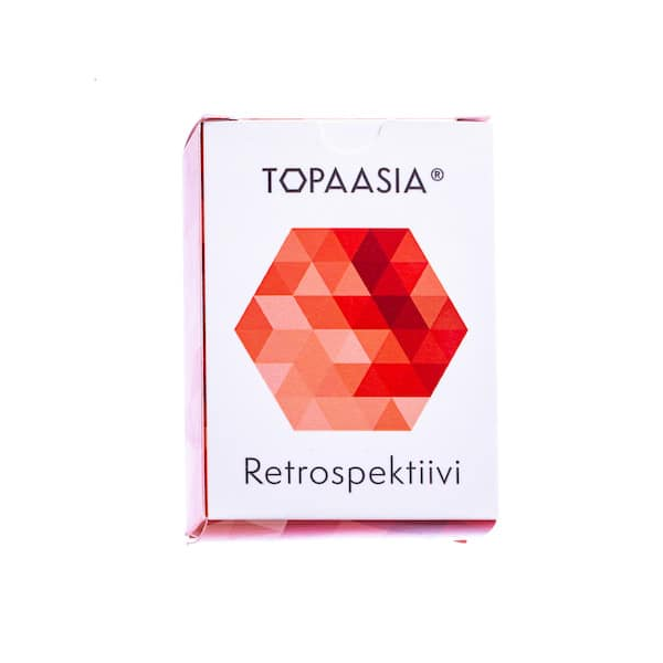 Topaasia Retrospektiivi -korttipakka: pakan maat ovat olosuhteet, prosessit, tiimityö ja laatu